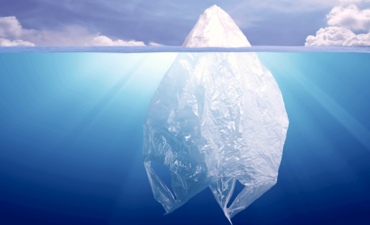 iceberg plastic bag in ocean